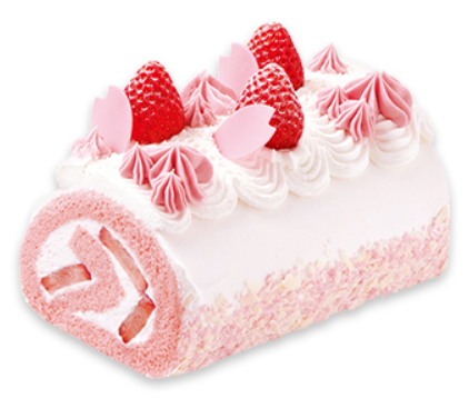 ひなまつり桜舞う苺のロールケーキ